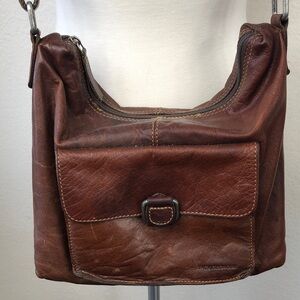 Jack Georges Brown Buffalo Leather Shoulder Crossbody Bag Boho Western Rodeo